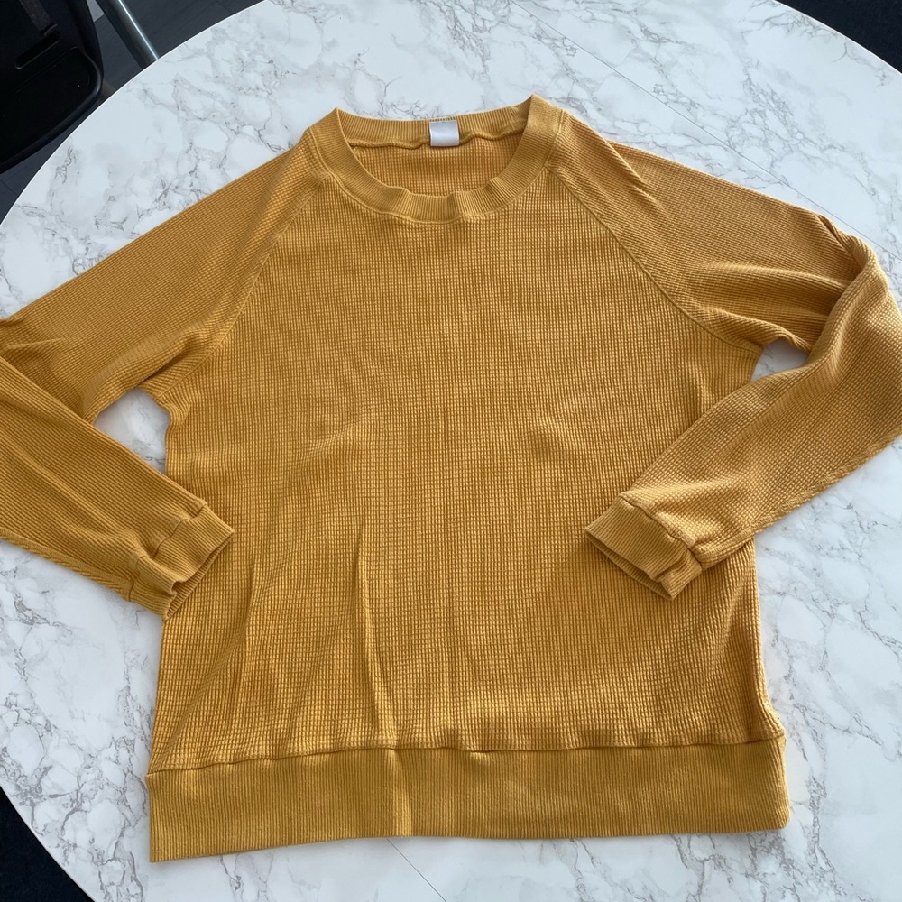 TNA Yellow Crew Neck Waffle Knit